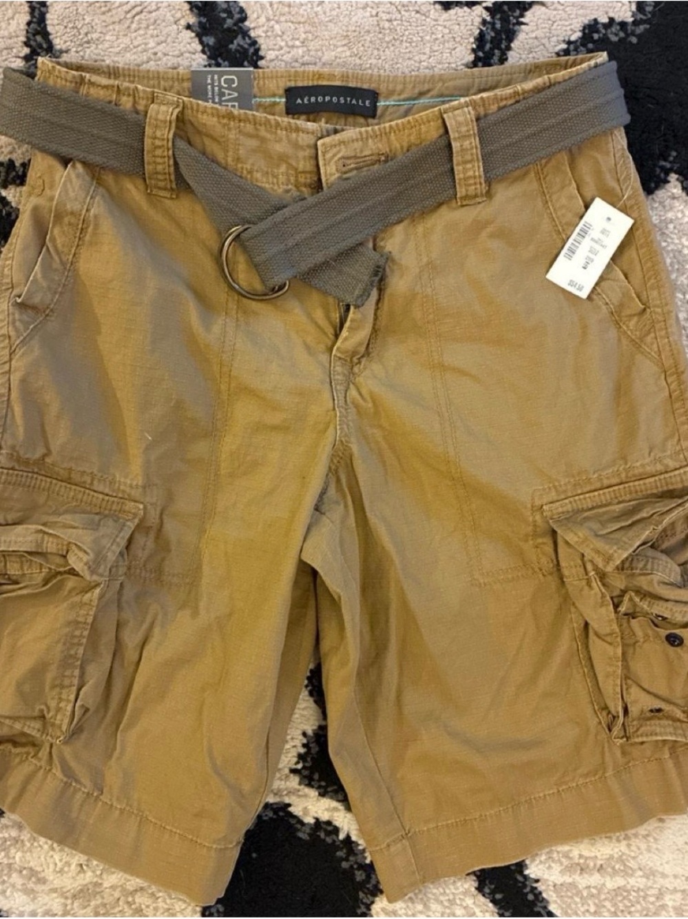 Aeropostale Men's Brown Cargo Shorts with Web Belt